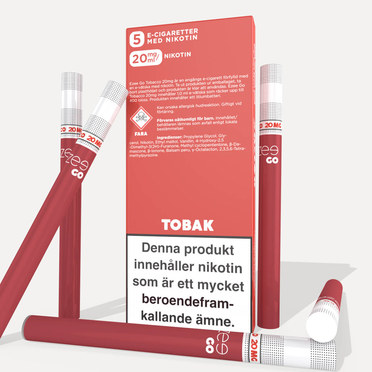 Ezee Go Engångs Vape Tobak 20mg - 5 pack